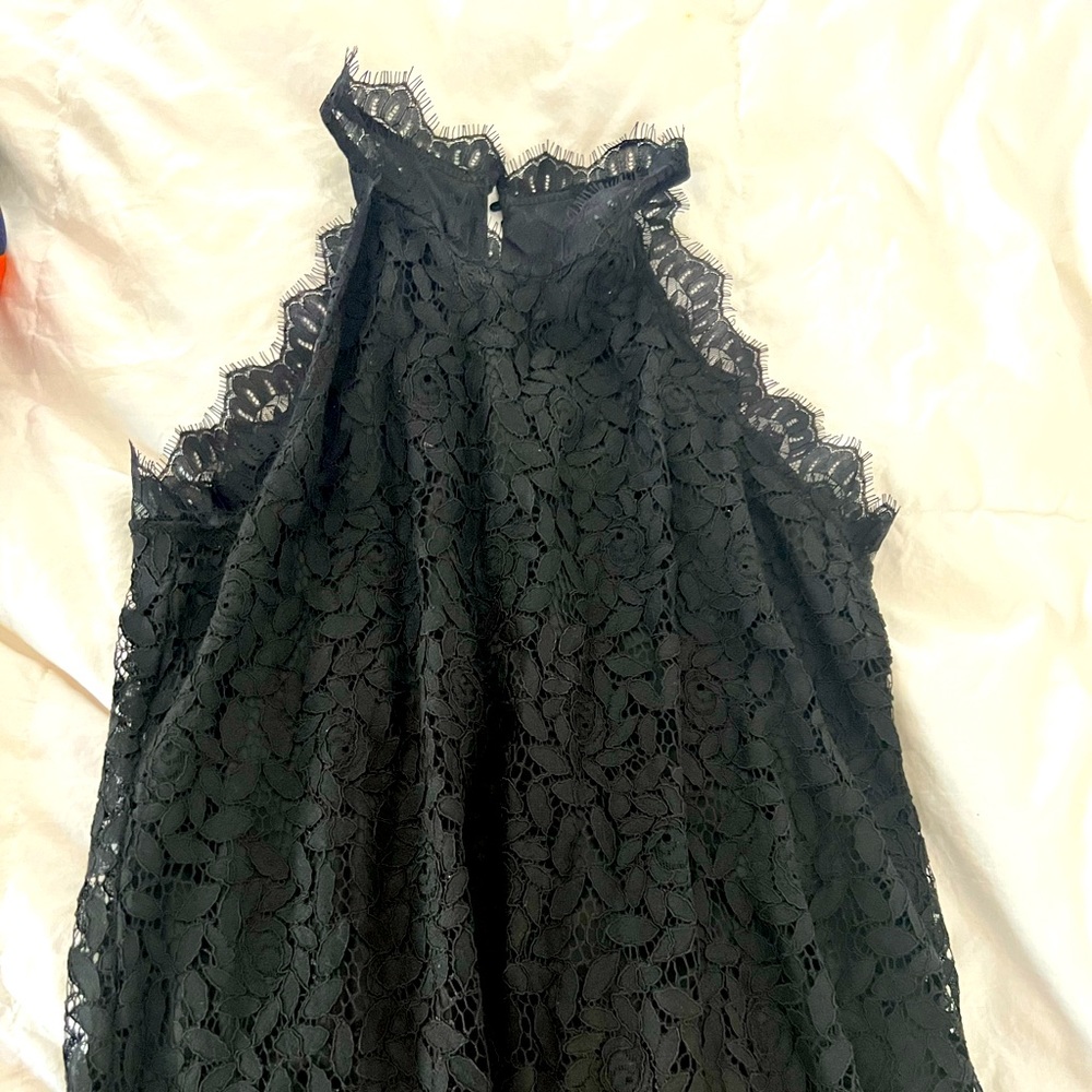 Lace black floral high neck tank